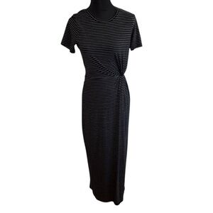Vero Moda S Black White Striped Tencel Knot Maxi Dress Stretch